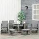 Rattan Furniture Set Wicker Weave Patio Dining Table Seat, Grey