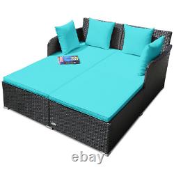 Rattan Garden 2 Seater Daybed Furniture Set with Cushions