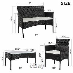 Rattan Garden 4 Pcs Furniture Set Sofa Patio Outdoor Hotel Table Chairs Lounge