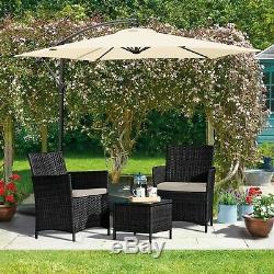 Rattan Garden Bistro Furniture Set 3pc Outdoor Patio Conservatory Table & Chairs