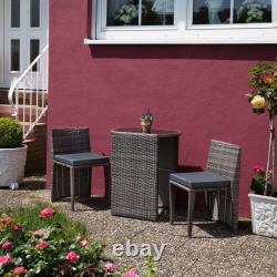 Rattan Garden Bistro Set 2 Chair 1 Table Outdoor Patio Furniture Metal Seater