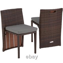 Rattan Garden Bistro Set 2 Chair 1 Table Outdoor Patio Furniture Metal Seater