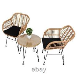 Rattan Garden Bistro Set Conservatory Outdoor Patio Furniture 1 Table & 2 Chairs