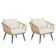 Rattan Garden Chairs With Cushions Beige Outdoor Seating Furniture Patio Set