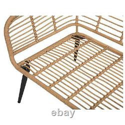 Rattan Garden Chairs with Cushions Beige Outdoor Seating Furniture Patio Set