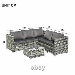 Rattan Garden Corner Furniture Sofa Set Coffee Table Outdoor Conservatory Patio