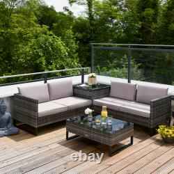 Rattan Garden Corner Sofa 5 Seat, 1 Table, 1 Storage Outdoor Furniture Wicker