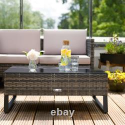 Rattan Garden Corner Sofa 5 Seat, 1 Table, 1 Storage Outdoor Furniture Wicker