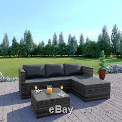 Rattan Garden Corner Sofa And Table Patio Furniture Chair Set Black Grey Brown