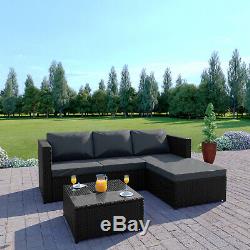 Rattan Garden Corner Sofa And Table Patio Furniture Chair Set Black Grey Brown