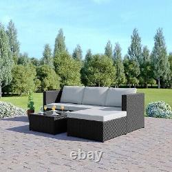 Rattan Garden Corner Sofa And Table Patio Furniture Chair Set Grey/black