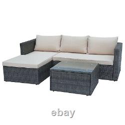 Rattan Garden Corner Sofa Furniture Set Lounger Outdoor Table New Model