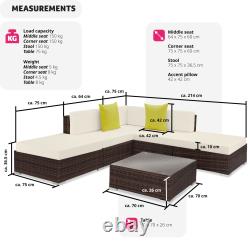 Rattan Garden Corner Sofa Set 5 seats 1 table Outdoor Lounge Furniture Wicker