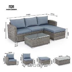 Rattan Garden Corner Sofa Set Lounge withCushions Outdoor Patio Furniture Grey