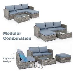 Rattan Garden Corner Sofa Set Lounge withCushions Outdoor Patio Furniture Grey