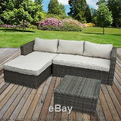 Rattan Garden Corner Sofa Table Chair Furniture Set Grey Patio Outdoor Seating