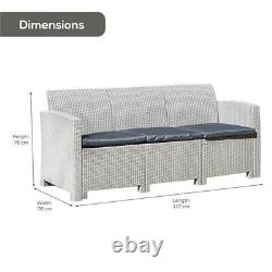 Rattan Garden Furniture 3-Seater Sofa With Cushions