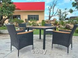 Rattan Garden Furniture 4 Chairs Table Dining Room Patio Outdoor Wicker Set