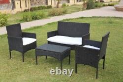 Rattan Garden Furniture 4 PC Outdoor Patio Sofa Set Wicker Conservatory Set