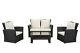 Rattan Garden Furniture 4 Piece Chairs Coffee Table Cushions Set Outdoor Patio
