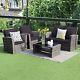 Rattan Garden Furniture 4 Piece Chairs Coffee Table Cushions Set Outdoor Patios