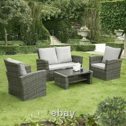 Rattan Garden Furniture 4 Piece Patio Set Table Chairs Grey or Brown. UK STOCK