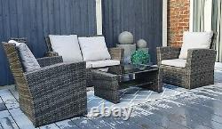 Rattan Garden Furniture 4 Piece Patio Set Table Chairs Grey or Brown. UK STOCK