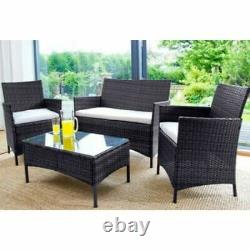 Rattan Garden Furniture 4 Piece Set Chairs Sofa Table Outdoor Patio Set