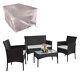 Rattan Garden Furniture 4 Piece Set Outdoor Patio Sofa Table Chairs Rain Covers