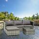 Rattan Garden Furniture 4-seat Corner Lounge Sofa Table Outdoor Patio Mix Grey