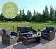 Rattan Garden Furniture 4 Seat Sofa Set Grey Black Brown Armchairs Free Cover