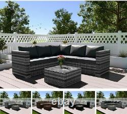 Rattan Garden Furniture 4 Seater Corner Lounge Coffee Table Outdoor Patio Set