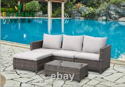 Rattan Garden Furniture 4 Seater Corner Sofa Wide Table Lounge Outdoor Patio Set