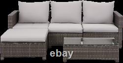 Rattan Garden Furniture 4 Seater Corner Sofa Wide Table Lounge Outdoor Patio Set