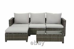 Rattan Garden Furniture 4 Seater Corner Sofa Wide Table Lounge Outdoor Patio Set