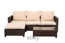 Rattan Garden Furniture 4 Seater Corner Sofa Wide Table Lounge Outdoor Patio Set