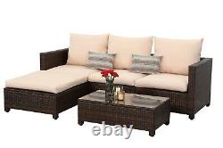 Rattan Garden Furniture 4 Seater Corner Sofa Wide Table Lounge Outdoor Patio Set