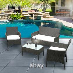 Rattan Garden Furniture 4 pcs Patio Set Table Chairs Wicker Outdoor Coffee Brown