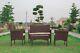 Rattan Garden Furniture 4pc Brown Sofa Set Chair Outdoor Patio With Coffee Table