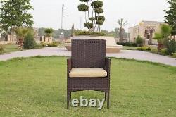 Rattan Garden Furniture 4PC Brown Sofa Set Chair Outdoor Patio with Coffee Table