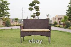 Rattan Garden Furniture 4PC Brown Sofa Set Chair Outdoor Patio with Coffee Table