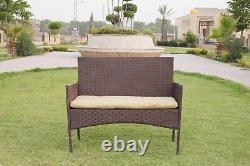 Rattan Garden Furniture 4PC Brown Sofa Set Chair Outdoor Patio with Coffee Table