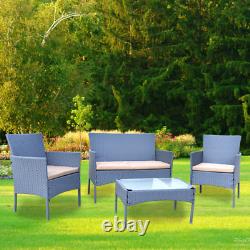 Rattan Garden Furniture 4Piece Wicker Table Chair Sofa Outdoor Patio Set Balcony