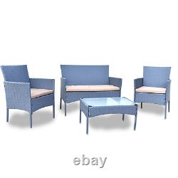 Rattan Garden Furniture 4Piece Wicker Table Chair Sofa Outdoor Patio Set Balcony