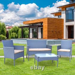 Rattan Garden Furniture 4Piece Wicker Table Chair Sofa Outdoor Patio Set Balcony