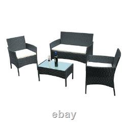 Rattan Garden Furniture 4piece Set Chair Sofa Table Garden Patio Furniture Black