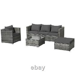 Rattan Garden Furniture 5 Seater Corner Sofa Coffee Table Outdoor Patio Set Grey