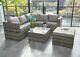 Rattan Garden Furniture 6 Seater Corner Sofa Patio Set Grey Coffee Table +cover