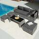 Rattan Garden Furniture 6 Seater Corner Sofa Table And Chair Outdoor Sun Lounger