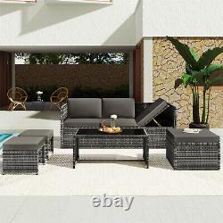 Rattan Garden Furniture 6 Seater Corner Sofa Table and Chair Outdoor Sun Lounger